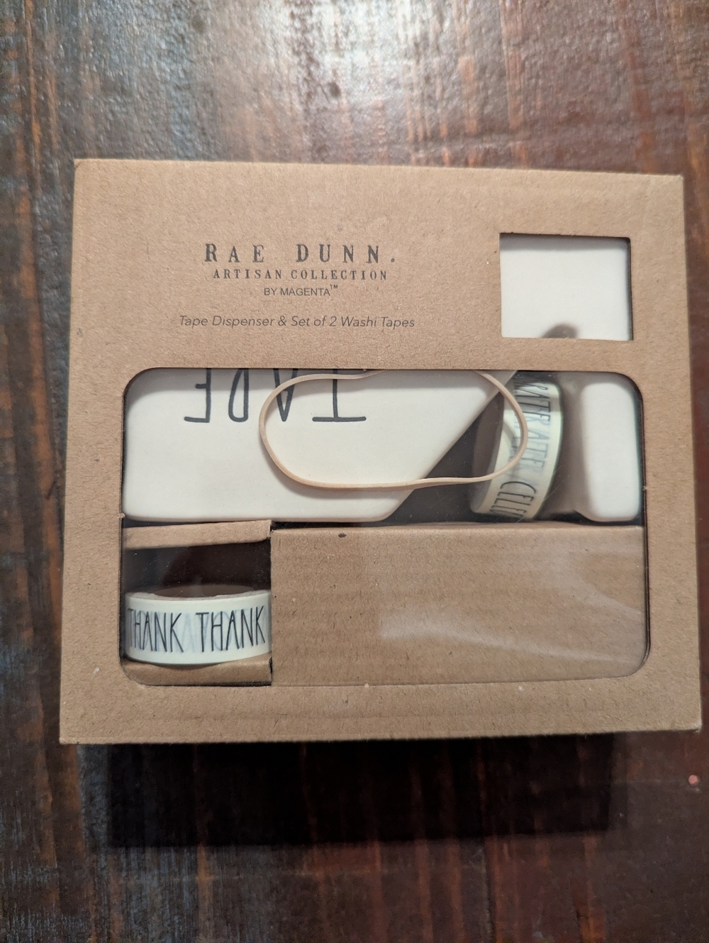 Rae Dunn Cream Ceramic Tape Dispenser With Two Rolls Of Tape. New In Box 🎁 - Picture 5 of 5